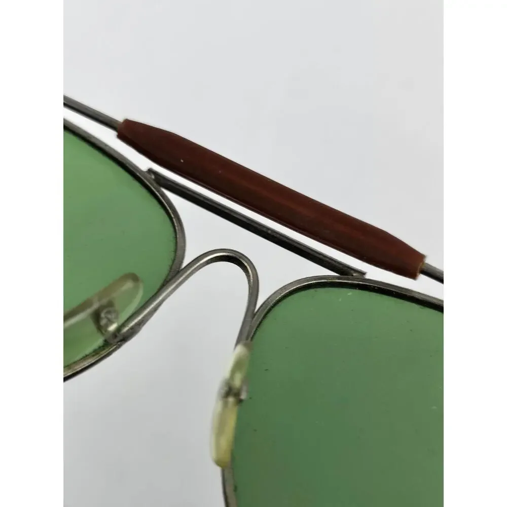Vintage Green lens Pilot Aviator Crossbar Sunglasses Japan 125mm width